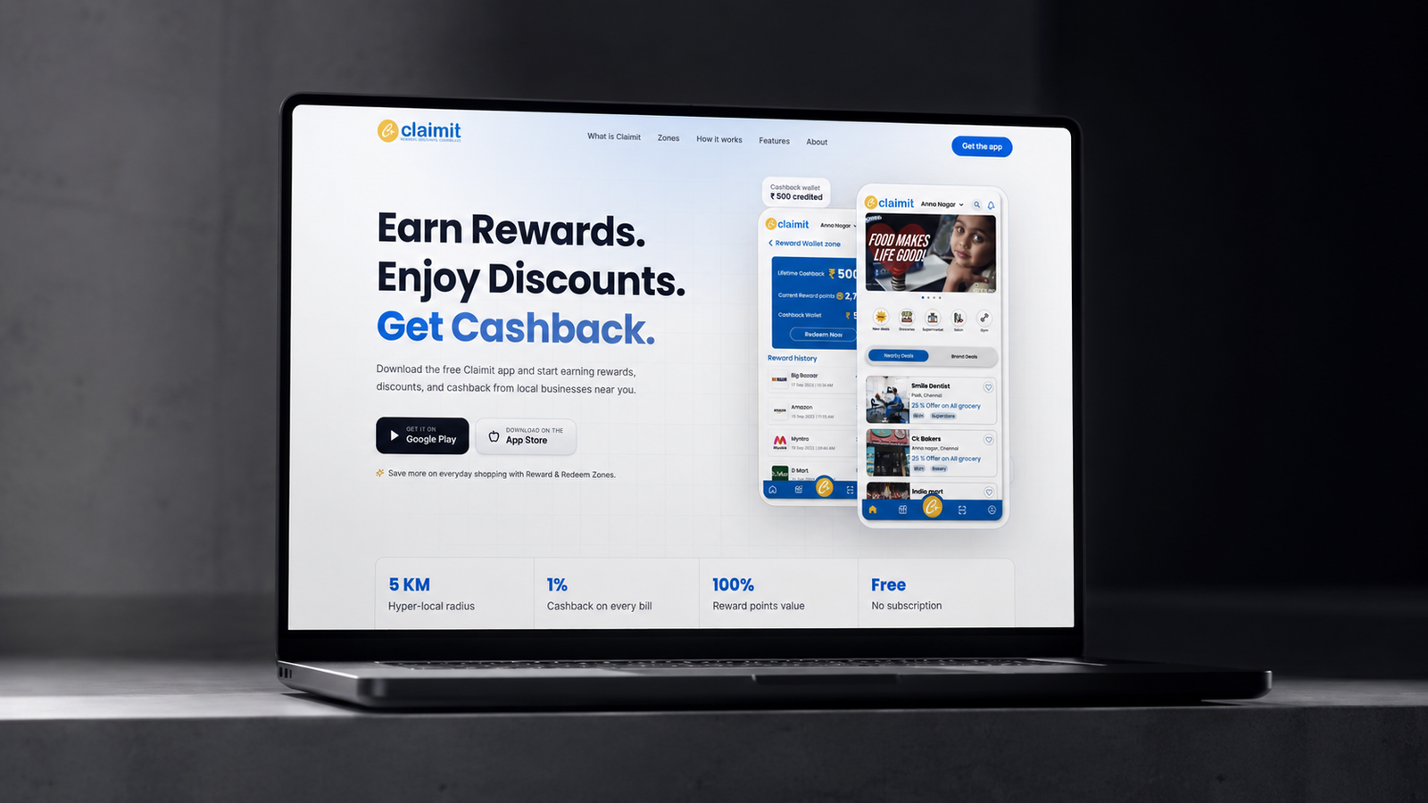 Claimit app project mockup